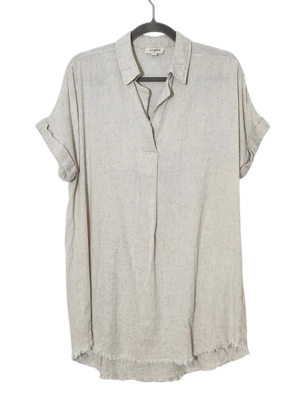 Umgee Cream Tunic Size Medium Umgee Natural Textured Linen Blend Tunic